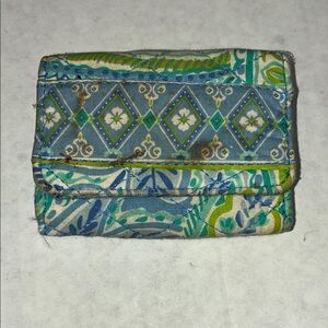 Source Unknown Blue and Green Quilted Wallet
